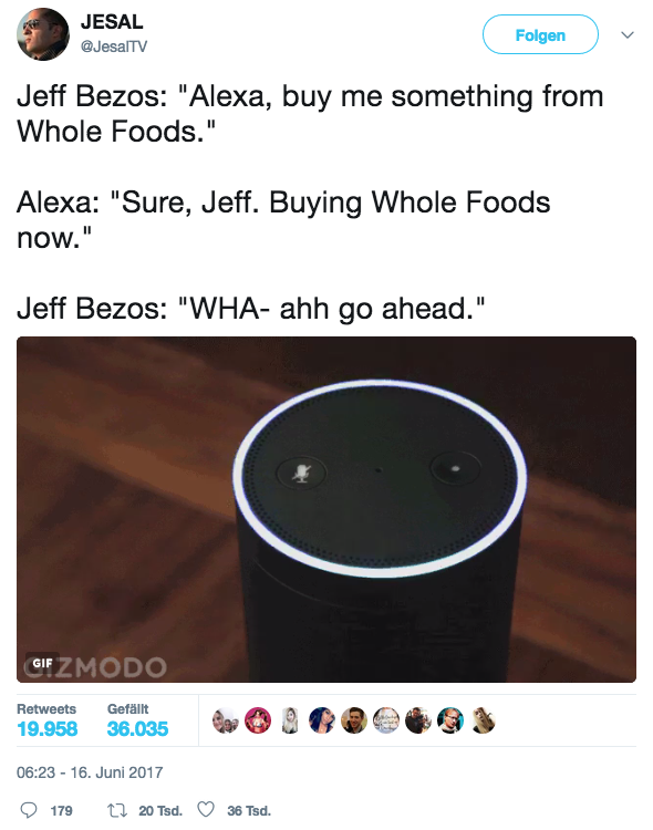 Hendrik's favorit Amazon / Whole Foods tweet